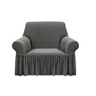 SOGA 1-Seater Grey Sofa Cover Couch Protector with Ruffled Skirt