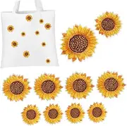 jojofuny 10pcs Sunflower Embroidery Applique Patches for DIY Clothing and Accessories Sew Decorative Patches for Backpacks Scrapbooks and More Small Large