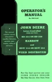 JD DEERE HD 224 336 HD224 HD336 Harrow Operators Manual