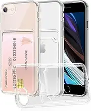 SineOrdo Case for iPhone 6 & 7 & 8 & SE & SE 2020 & SE 2022 Phone Case, Clear Case with Card Holder Compatible with iPhone 6 & 7 & 8 & SE Cover Shockproof Slim Silicone TPU - Transparent
