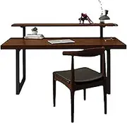 Solid Wood Desk and Chair Set, Nordic Minimalism Computer Desk, Chair with Ergonomic Backrest, Student Writing Table