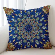 Red Yellow Blue Oriental Paisley Mandala Cushion Cover