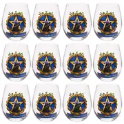 12PK Tallulah Stemless Wine Glass Tumbler Party Drinkware Black Cat Clear