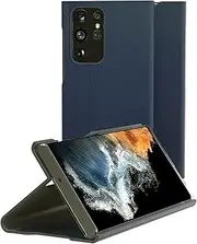 araree Bonnet Diary Stand Pocketbook Type Case for Samsung Galaxy S22 Ultra 5G, Premium Faux Leather, Magnetic Closure, Card Storage, Stand Function, Flip Case, Ash Blue, SC-52C / SCG14