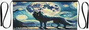 [Joitme] Forest Wolf Moon Black Aprons for Men Cooking, Bar Aprons for Men, Short Apron, Chef Apron Men, Forest Wolf Moon Black