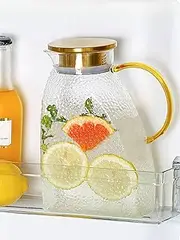 Surmounty Glass Water Jug 1.8 L Glass Carafe with Lid, Glass Iced Tea Jug Fridge Door Carafe, Borosilicate Glass Jug for DIY Drinks, Fruit Tea, Juice, Milk, Coffee, Wine