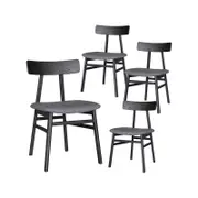Claire Dining Chair Set of 4 Solid Oak Wood Fabric Seat Furniture - Black