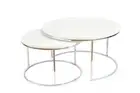 Modern Coffee Table, Nesting Table Set of 2, White Center Table for Home Decor