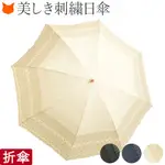日本直送🚀晴雨傘 日本 輕量 耐用 折疊傘 太陽傘 遮陽傘 輕量傘 手動傘 抗UV傘 蕾絲 刺繡 花邊 黑色 藍色 白色