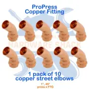 10 PCS: 1" ProPress Copper 45° Street Elbow, Press x FTG Plumbing Fitting