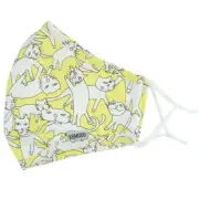Reusable Cloth Face Mask - Kitty Kat Yellow