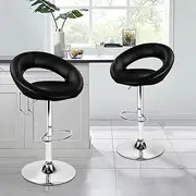 [ALFORDSON] Bar Stool 2X Swivel Ovadia Kitchen Barstools with 53.5-74.5cm Seat Height Adjustable Gas Lift Leather Counter Dining Chairs with Footrest & Floor Protector in Black