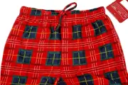 Mens PJs Sleep Pants Red Plaid Polyester Fleece Festive Fun *Says M/L Measure S*