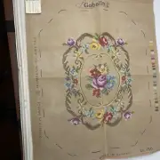 Printed Needlepoint Tapestry Canvas Gobelin Floral 60 X 50 cm Some Thread
