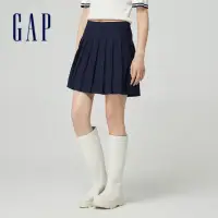 在飛比找momo購物網優惠-【GAP】女裝 LogoA字百褶短裙-海軍藍(876121)