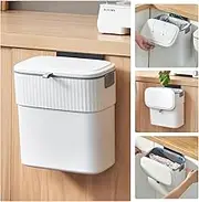 ELPHECO Hanging Trash Can with Lid 2.5 Gallon Kitchen Compost Bin for Under Sink, Plastic Wall-Mounted Garbage Can, Small Kitchen Garbage Can, Small Trash Can with Lid for Cupboard, Countertop