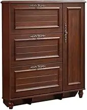 Freestanding Brown Shoe Storage Cabinet, Organizer with 3 Flip Drawers, Hidden & Freestanding Storage, Entryway Shoe Cupboard