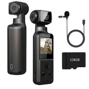 4K Body Camera with External Microphone Mini Pocket Cam 270 Rotation Outdoor Sport Bike Travel Police Law Enforcement Christmas Gift 128G SDcard INCLUDE