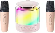 Portable Karaoke, Mic Speaker with LED Lights, Karaoke Machine for Adults Kids Speaker with Wireless Microphones and Light for Parties