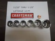 Craftsman 6pc 1/2" DR SAE 12pt Sockets Set 11/16 3/413/16 7/8 15/16 1-1/16 BIG