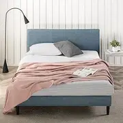 Zinus Liam Double Bed Frame Fabric Upholstered Platform Contemporary Mattress Support - Light Blue