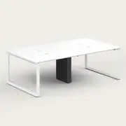 Recess Quad Desk | Office Desk | Office Workstation, White / White / Boxed