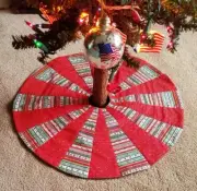 21 1/2" Holly themed Quilted Tree Skirt, reversible, one of a kind
