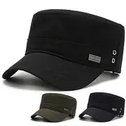 Men's Military Cap Cadet Hat Black Army Green Polyester Pure Color Fashion Classic Timeless Chic Modern Outdoor Daily Pure Color Portable Breathable