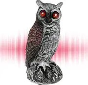 Solar Fake Owl Decoys, Outdoor Solar Owl Decoration Enemy Bird Scare 2 Working Modes Owl Bird Deterrent Waterproof Solar Owl Scarecrow for Garden Patio