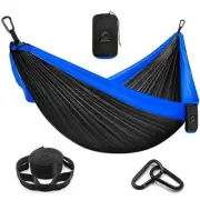 Camping Hammock Double & Single Portable Hammock Two Person Black & Sapphire