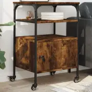 Printer Stand 3-Tier Storage File Organizer Smoked Oak Engineered Wood vidaXL