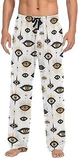 [AIXIWAWA] Mens Pajama Pants-Evil Eyes Pattern, Soft Sleep Lounge Pajamas Bottoms with Pockets Drawstring S