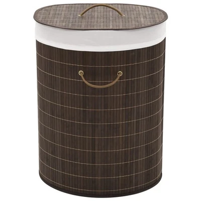 Bamboo Oval Laundry Hamper Bathroom Clothes Basket Storage Bin Organiser Box