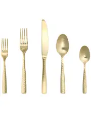 Fortessa Lucca Faceted Brushed Gold 20pc Flatware Set