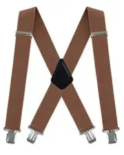 Men's X-Back 2 Inches Wide Heavy Duty Clips Adjustable Suspenders Camel