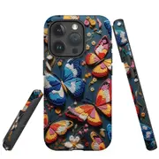 For iPhone 15 Pro Max Case, Shielding Cover, Embroidered Butterflies