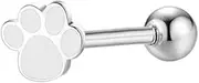 [Izpack] Cute Cat Dog Paw Print Tongue Piercing Ring Stainless Steel Enamel Kitten Puppy Animal Pet Screw Back Ball Cartilage Nipple Barbell Stud Earrings Fashion Birthday Chirstmas Jewelry Gifts 14G
