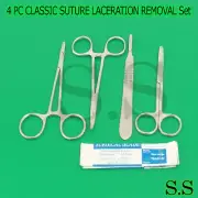 4 PC CLASSIC SUTURE LACERATION REMOVAL KIT SET (SCALPEL HANDLE #4+ 5 BLADES #24)