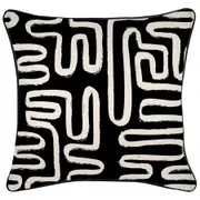 Cushion Cover-With Black Piping-Maze Black-45cm x 45cm