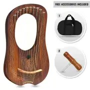 10 Metal Strings lyre harp Celtic piping Natrual finish tuning key carry bag