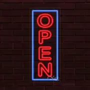NEW "OPEN" w/BORDER VERTICAL 30x12x1 INCH LED FLEX WINDOW/WALL INDOOR SIGN 31603