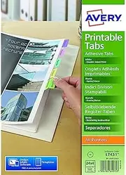 Avery 05412501 Double Sided Printable Adhesive Divider Tabs, 96 Tabs Per Pack Multicoloured