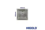 HIGOLD Vante Single Square Bowl Kitchen Sink - R10 Corner - SS 304 Stainless Steel - 450mm - Brushed Finish
