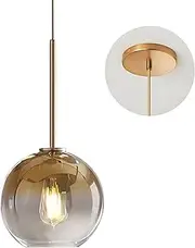 KCO Lighting Modern Gold Glass Pendant Lights Hanging Light Fixture Globe Shade Bedside Light 1-Light Ceiling Chandelier for Kitchen Island Hallway