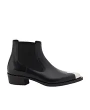 Alexander McQueen Punk Pointed-Toe Chelsea Ankle Boots 40.5,40 Black