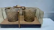 Bombay Co Gold Candle Holders Atomic Star Etched Glass NIB Set