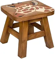 Giraffe Design Hand Carved Acacia Hardwood Decorative Short Stool