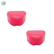 ORTHODONTIC RETAINER APNEA MOUTHGUARD BLEACHING TRAY CASE BOX - 2PC NEON PINK
