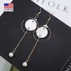 Fashion Women Jewelry Earrings Round Shell Pearl Stud Hook Simple Gold Silver
