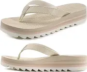 [KuaiLu] Women’s Flip Flops Ladies Yoga Mat Platform Thong Sandals Dressy Womans Lightweight Summer Slip On Beach Flip Flop Sandles, Soft Cushion Footbed, Arch Support